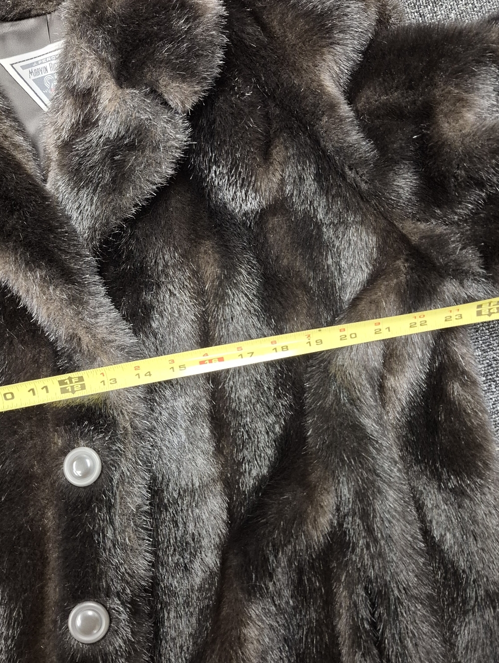 Vtg J. Percy Marvin Richards Faux Fur Coat Long Mink Style Brown Large USA - Picture 7 of 9